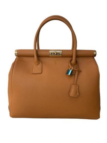 Handbag with two handles in genuine dollar leather- Leather