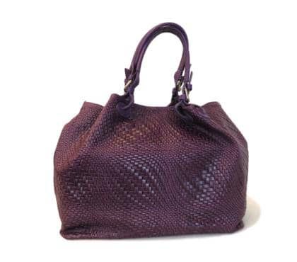 Shopper- Leather Handbag- Woven Design- Viola
