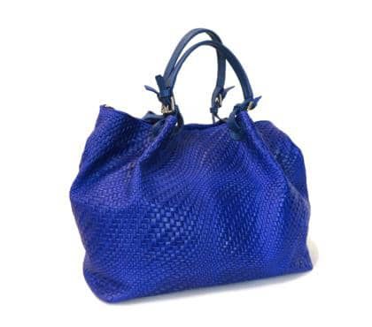 Shopper- Leather Handbag- Woven Design- Blue
