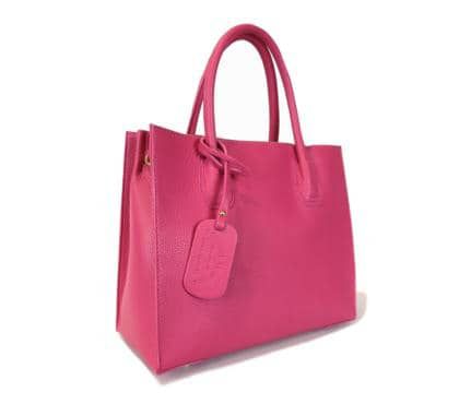 Leather handbag - Genuine leather -  Fuchsia  Beauty