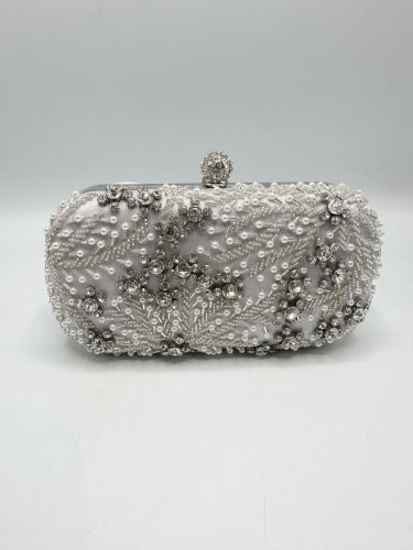QUEEN Rhinestone Evening And Wedding Clutch - Gray