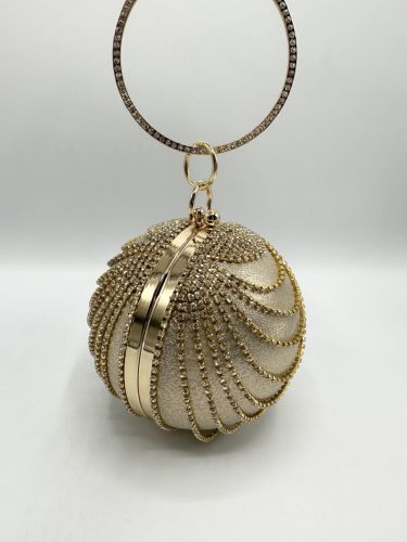 Mini round bag with rhinestones