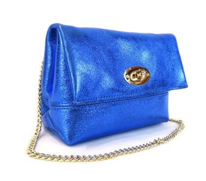 Genuine leather  - 100% leather Metallic Blue
