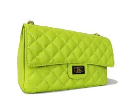 Quilted Sauvage leather bag - Lime