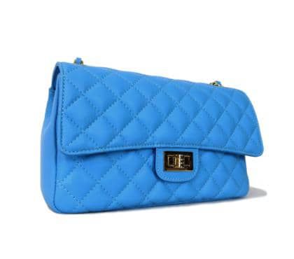 Quilted Sauvage leather bag - Turquoise