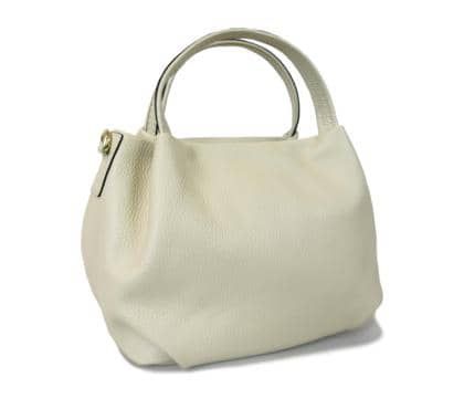 Leather handbag - Genuine calf leather -  Beige