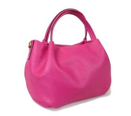 Leather handbag - Genuine calf leather -  Fuchsia