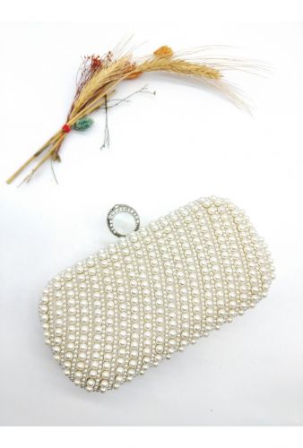 QUEEN Beaded evening clutch  - Ecru