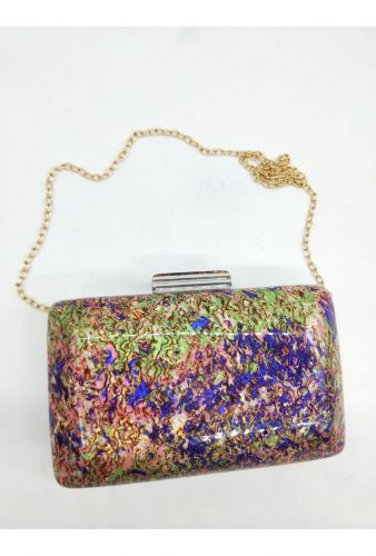 pearl acrylic clutch colorful shell marble clutch- Pink.