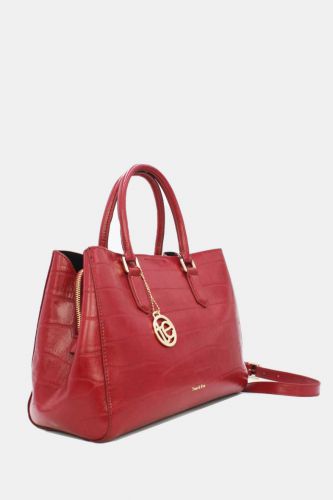 Patent Handbag With Attached Tablet Pouch-