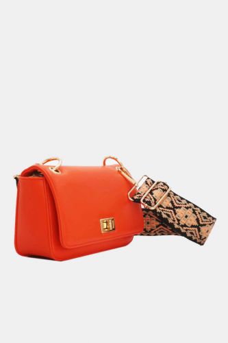 Flap Crossbody Pouch with Wide Strap- Orange