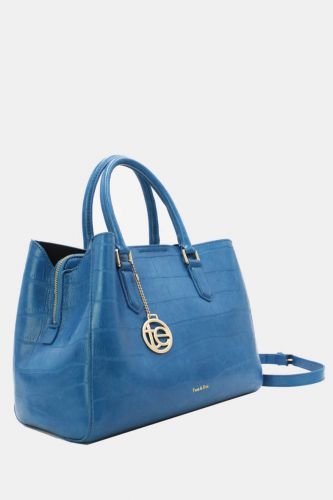 Patent Handbag With Attached Tablet Pouch- Turquoise