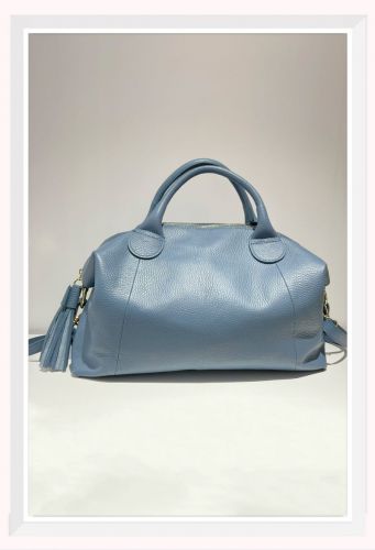 Italiano Leather handbag- Denim